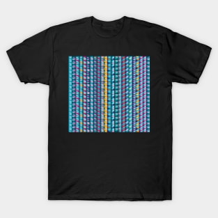 Blue triangles and stripes pattern T-Shirt